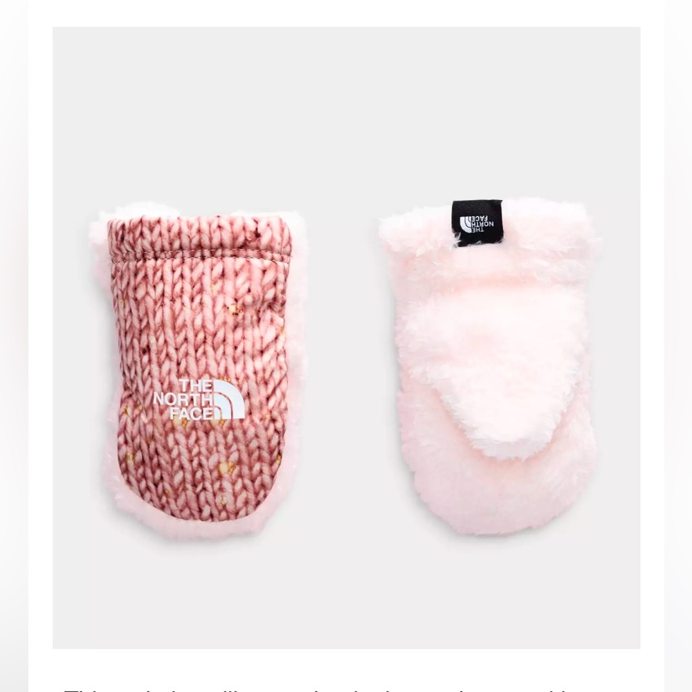 The North Face Kids Pink Knit Faux-Fur Mittens